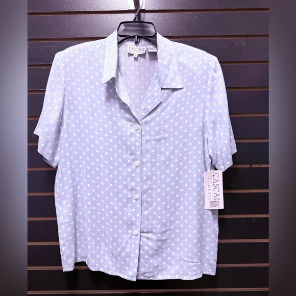 Cascade Classics Light Blue White Polka Dot Button-Up Blouse – Size 8 – NWT - Picture 1 of 3